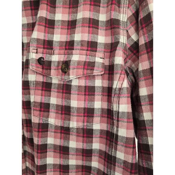 Carhartt Flannel Shirt Top Girls Sz M 8/10 Pink Plaid Long Sleeve Button Down - Picture 2 of 13